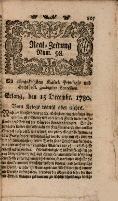 Real-Zeitung (Erlanger Real-Zeitung) Freitag 15. Dezember 1780