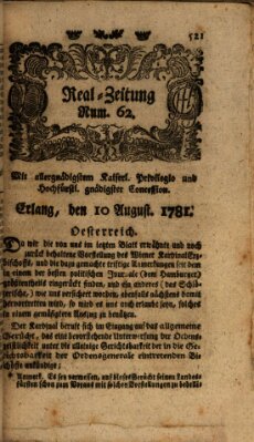 Real-Zeitung (Erlanger Real-Zeitung) Freitag 10. August 1781