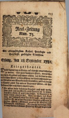 Real-Zeitung (Erlanger Real-Zeitung) Dienstag 18. September 1781