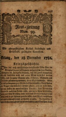 Real-Zeitung (Erlanger Real-Zeitung) Dienstag 18. Dezember 1781