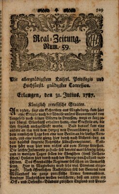 Real-Zeitung (Erlanger Real-Zeitung) Dienstag 31. Juli 1787