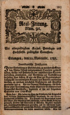 Real-Zeitung (Erlanger Real-Zeitung) Dienstag 20. November 1787