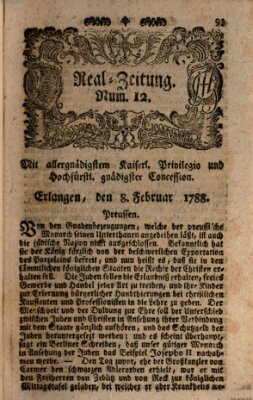 Real-Zeitung (Erlanger Real-Zeitung) Freitag 8. Februar 1788