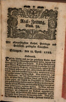 Real-Zeitung (Erlanger Real-Zeitung) Freitag 18. April 1788