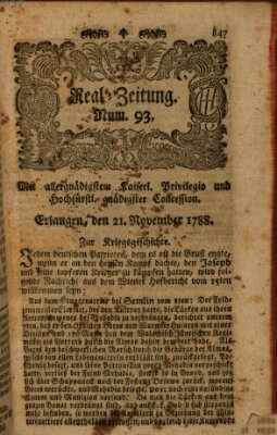 Real-Zeitung (Erlanger Real-Zeitung) Freitag 21. November 1788