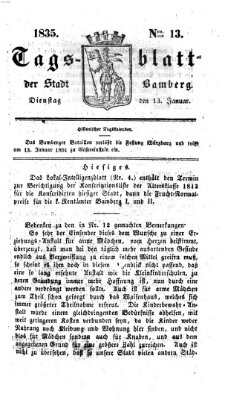 Tag-Blatt der Stadt Bamberg (Bamberger Tagblatt) Dienstag 13. Januar 1835