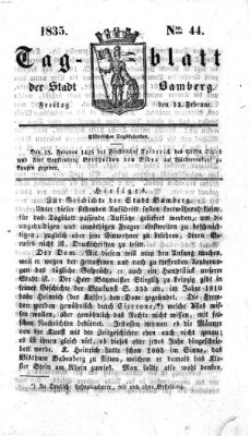 Tag-Blatt der Stadt Bamberg (Bamberger Tagblatt) Freitag 13. Februar 1835