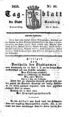 Tag-Blatt der Stadt Bamberg (Bamberger Tagblatt) Donnerstag 9. April 1835