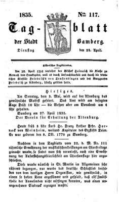 Tag-Blatt der Stadt Bamberg (Bamberger Tagblatt) Dienstag 28. April 1835
