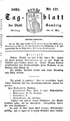 Tag-Blatt der Stadt Bamberg (Bamberger Tagblatt) Montag 18. Mai 1835