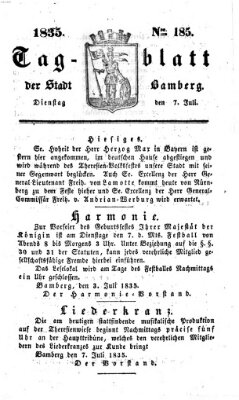 Tag-Blatt der Stadt Bamberg (Bamberger Tagblatt) Dienstag 7. Juli 1835