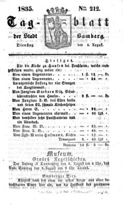 Tag-Blatt der Stadt Bamberg (Bamberger Tagblatt) Dienstag 4. August 1835