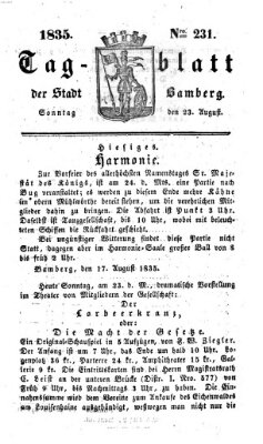 Tag-Blatt der Stadt Bamberg (Bamberger Tagblatt) Sonntag 23. August 1835