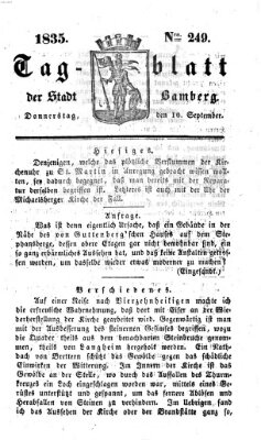 Tag-Blatt der Stadt Bamberg (Bamberger Tagblatt) Donnerstag 10. September 1835