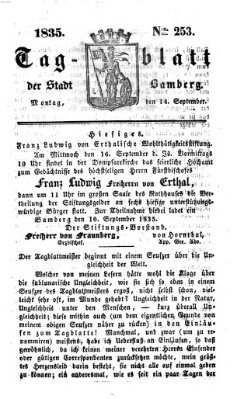 Tag-Blatt der Stadt Bamberg (Bamberger Tagblatt) Montag 14. September 1835