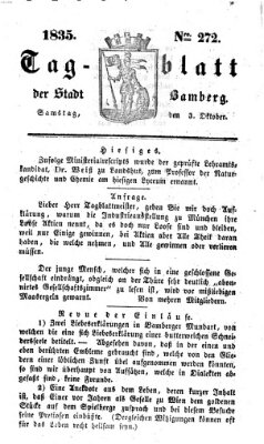Tag-Blatt der Stadt Bamberg (Bamberger Tagblatt) Samstag 3. Oktober 1835