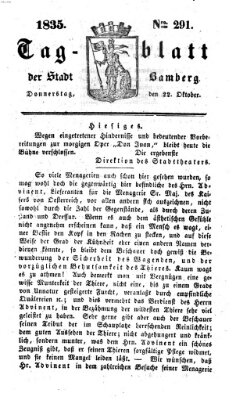 Tag-Blatt der Stadt Bamberg (Bamberger Tagblatt) Donnerstag 22. Oktober 1835