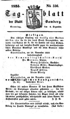 Tag-Blatt der Stadt Bamberg (Bamberger Tagblatt) Sonntag 6. Dezember 1835