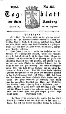 Tag-Blatt der Stadt Bamberg (Bamberger Tagblatt) Mittwoch 23. Dezember 1835