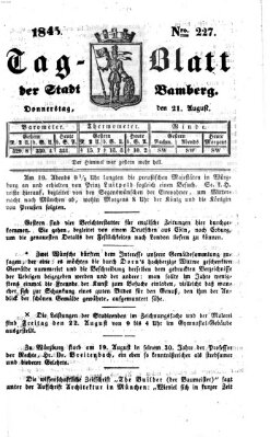 Tag-Blatt der Stadt Bamberg (Bamberger Tagblatt) Donnerstag 21. August 1845