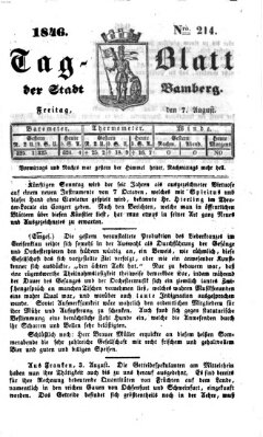 Tag-Blatt der Stadt Bamberg (Bamberger Tagblatt) Freitag 7. August 1846