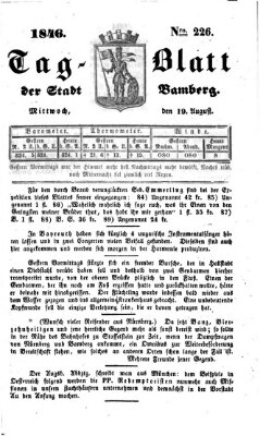 Tag-Blatt der Stadt Bamberg (Bamberger Tagblatt) Mittwoch 19. August 1846