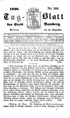 Tag-Blatt der Stadt Bamberg (Bamberger Tagblatt) Montag 28. September 1846