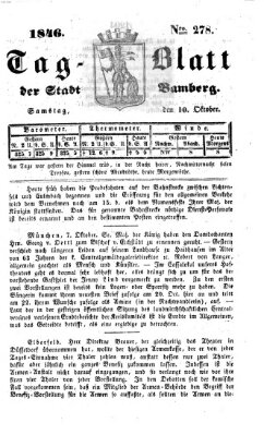Tag-Blatt der Stadt Bamberg (Bamberger Tagblatt) Samstag 10. Oktober 1846