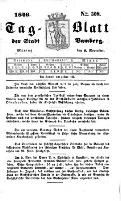 Tag-Blatt der Stadt Bamberg (Bamberger Tagblatt) Montag 9. November 1846