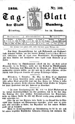 Tag-Blatt der Stadt Bamberg (Bamberger Tagblatt) Dienstag 10. November 1846