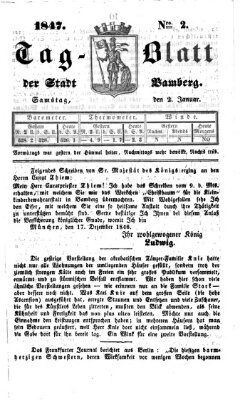 Tag-Blatt der Stadt Bamberg (Bamberger Tagblatt) Samstag 2. Januar 1847