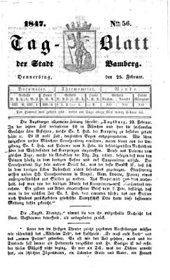 Tag-Blatt der Stadt Bamberg (Bamberger Tagblatt) Donnerstag 25. Februar 1847