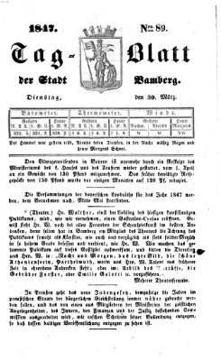 Tag-Blatt der Stadt Bamberg (Bamberger Tagblatt) Dienstag 30. März 1847