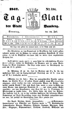 Tag-Blatt der Stadt Bamberg (Bamberger Tagblatt) Sonntag 18. Juli 1847