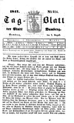 Tag-Blatt der Stadt Bamberg (Bamberger Tagblatt) Samstag 7. August 1847
