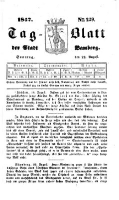 Tag-Blatt der Stadt Bamberg (Bamberger Tagblatt) Sonntag 22. August 1847