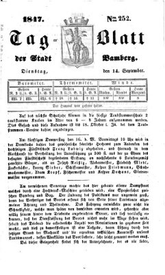Tag-Blatt der Stadt Bamberg (Bamberger Tagblatt) Dienstag 14. September 1847