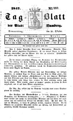 Tag-Blatt der Stadt Bamberg (Bamberger Tagblatt) Donnerstag 21. Oktober 1847