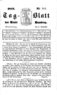 Tag-Blatt der Stadt Bamberg (Bamberger Tagblatt) Donnerstag 2. Dezember 1847