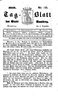Tag-Blatt der Stadt Bamberg (Bamberger Tagblatt) Samstag 4. Dezember 1847
