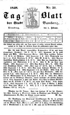 Tag-Blatt der Stadt Bamberg (Bamberger Tagblatt) Dienstag 1. Februar 1848