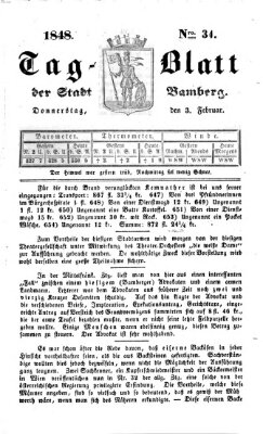 Tag-Blatt der Stadt Bamberg (Bamberger Tagblatt) Donnerstag 3. Februar 1848