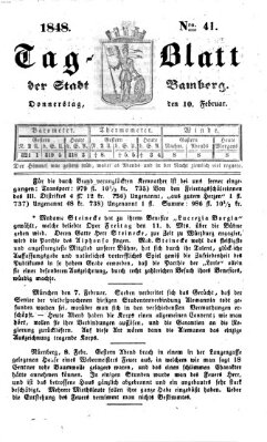 Tag-Blatt der Stadt Bamberg (Bamberger Tagblatt) Donnerstag 10. Februar 1848