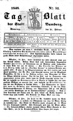 Tag-Blatt der Stadt Bamberg (Bamberger Tagblatt) Montag 21. Februar 1848
