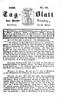 Tag-Blatt der Stadt Bamberg (Bamberger Tagblatt) Dienstag 29. Februar 1848