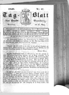 Tag-Blatt der Stadt Bamberg (Bamberger Tagblatt) Montag 27. März 1848