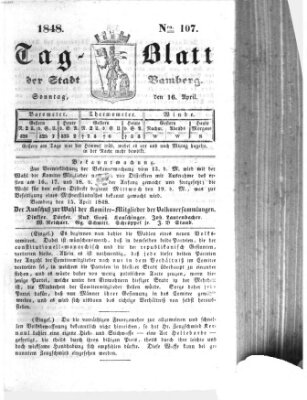 Tag-Blatt der Stadt Bamberg (Bamberger Tagblatt) Sonntag 16. April 1848