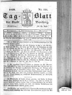 Tag-Blatt der Stadt Bamberg (Bamberger Tagblatt) Samstag 22. April 1848