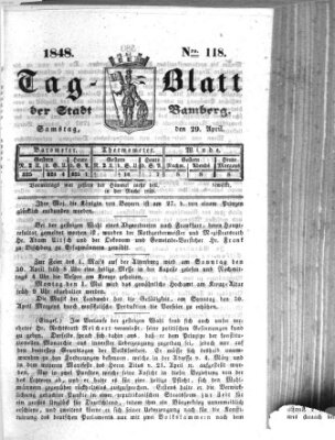 Tag-Blatt der Stadt Bamberg (Bamberger Tagblatt) Samstag 29. April 1848