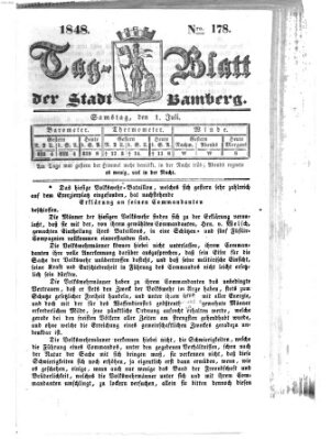 Tag-Blatt der Stadt Bamberg (Bamberger Tagblatt) Samstag 1. Juli 1848
